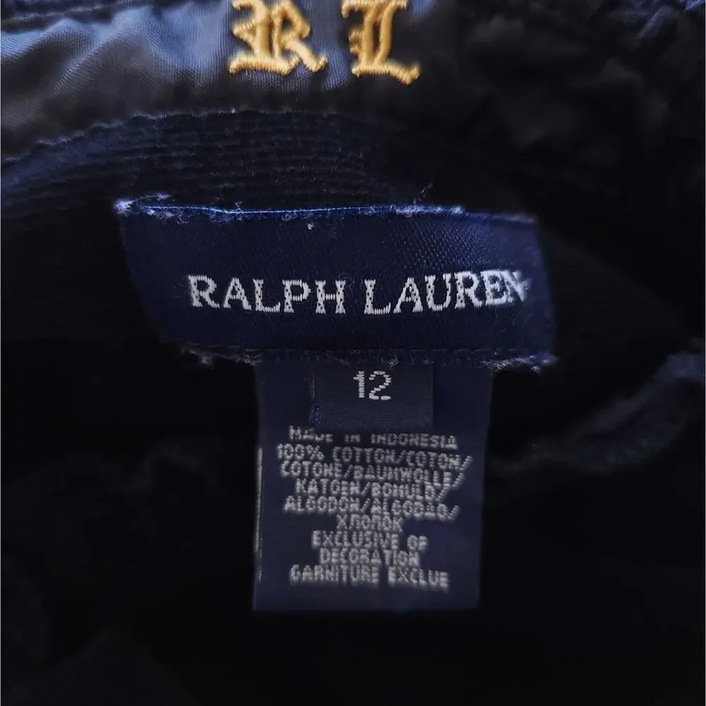 Ralph Lauren Girls Corduroy Dress Size 12 Black, Long Sleeve Fall Winter Dress